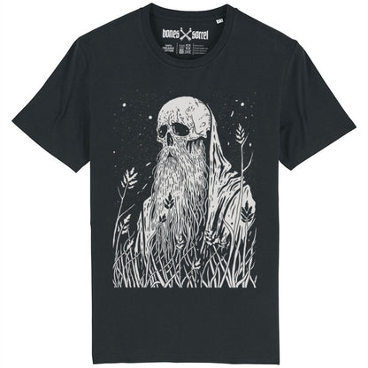 Black T-shirt Obscura Umbra with a white print by Bones & Sorrel